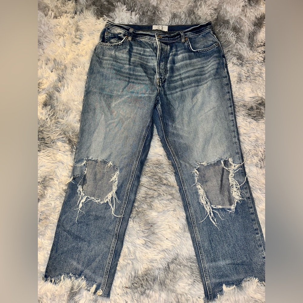 We The Free Blue Jeans Distressed Button Fly 100% Cotton - EUC Size 31